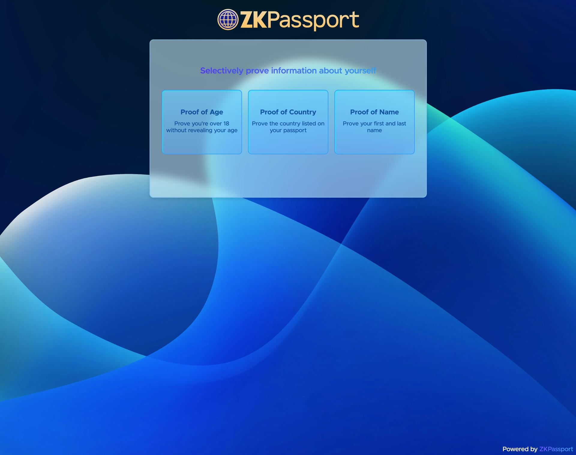 Screenshot 1 of ZK / Open Passport showing the application interface